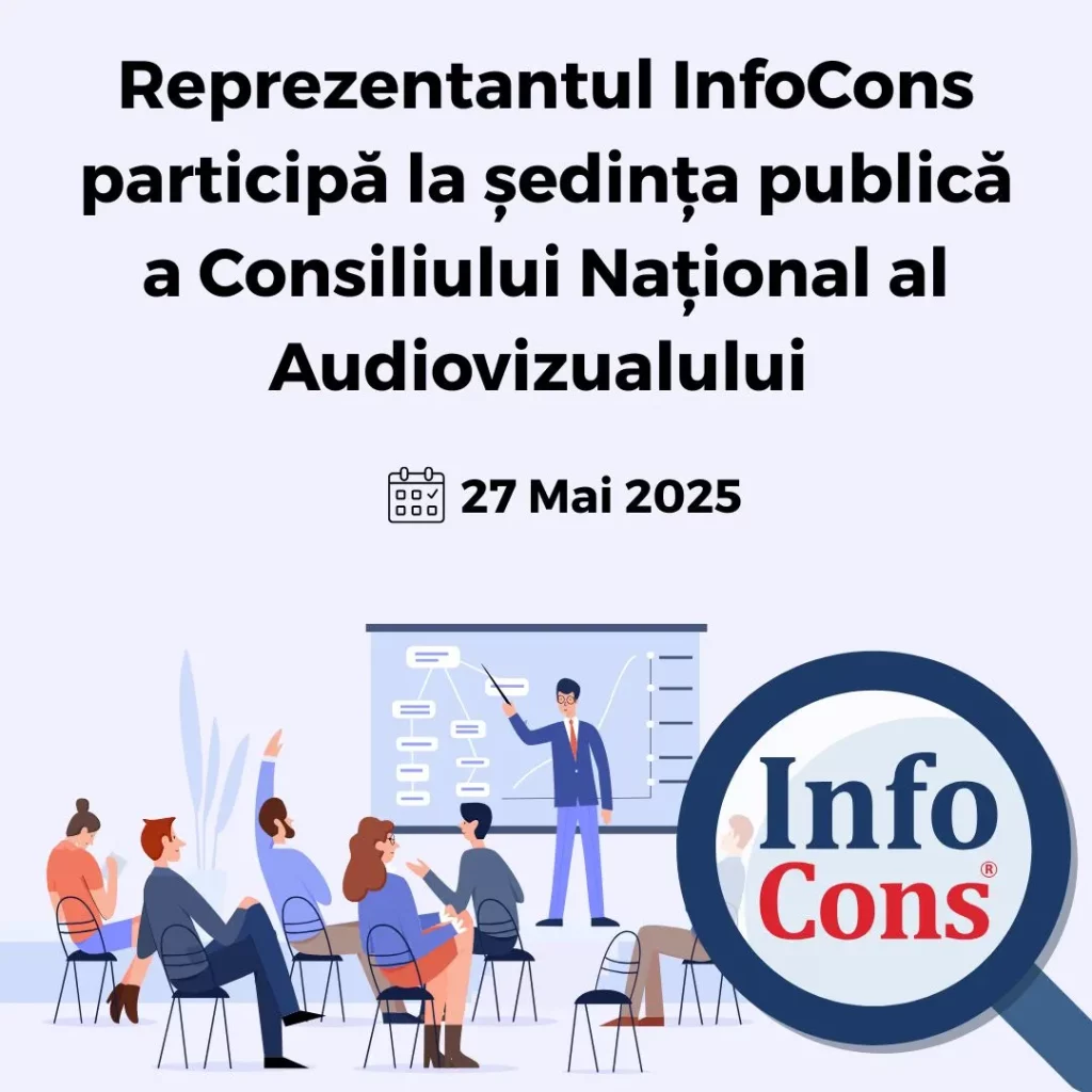 Reprezentantul InfoCons Protecția Consumatorului participă la ședința publică a Consiliului Național al Audiovizualului